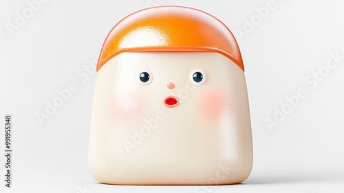 An adorable and cute cartoon character featuring an orange hat, exuding a cheerful expression