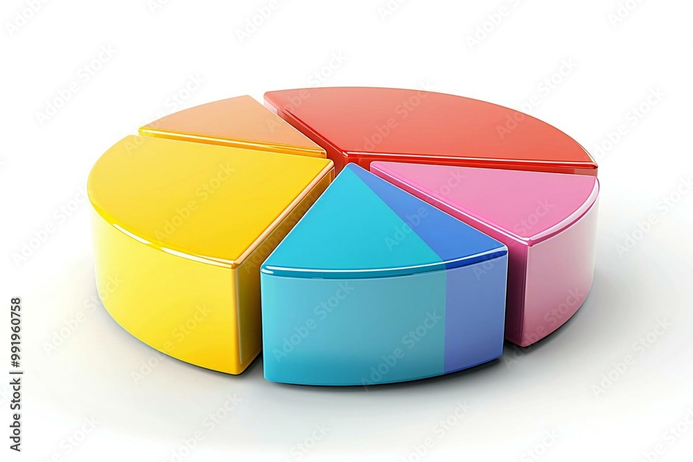 3D Pie Chart Photographed Against White Backdrop 3D Pie Chart Photographed Against White Backdrop