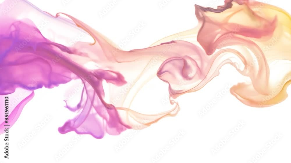 Soft, flowing wisps of color dance across the surface, blending shades of purple, pink, and yellow, creating a dreamy and artistic atmosphere