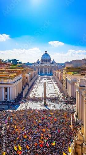 Aerial View of St. Peter's Square During Easter Celebrations in Rome, Italy. photo