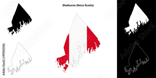 Shelburne county (Nova Scotia) outline map set photo