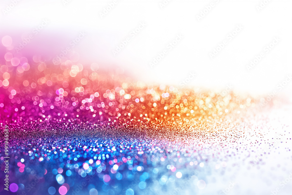 A vibrant display of glitter creates a shimmering background, showcasing a gradient blend of pink, orange, and blue colors under a gentle light, ideal for artistic designs A vibrant display of glitter creates a shimmering background, showcasing a gradient blend of pink, orange, and blue colors under a gentle light, ideal for artistic designs