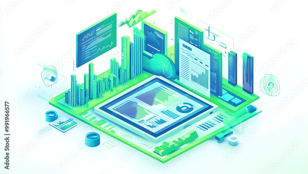 Digital marketing data and analytics Graph on white background Digital marketing data and analytics Graph on white background