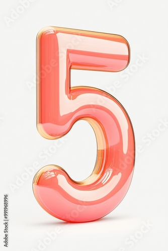 Stylish and EyeCatching Pink Number 5 in a Glossy Finish Perfect for Various Creative Projects