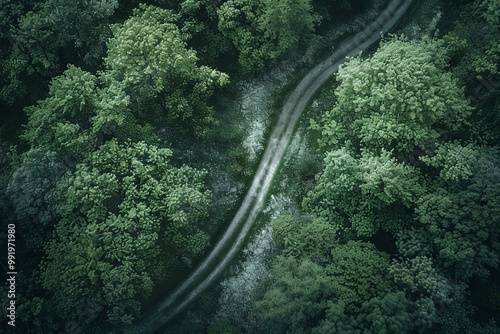 A forest with a road running through it