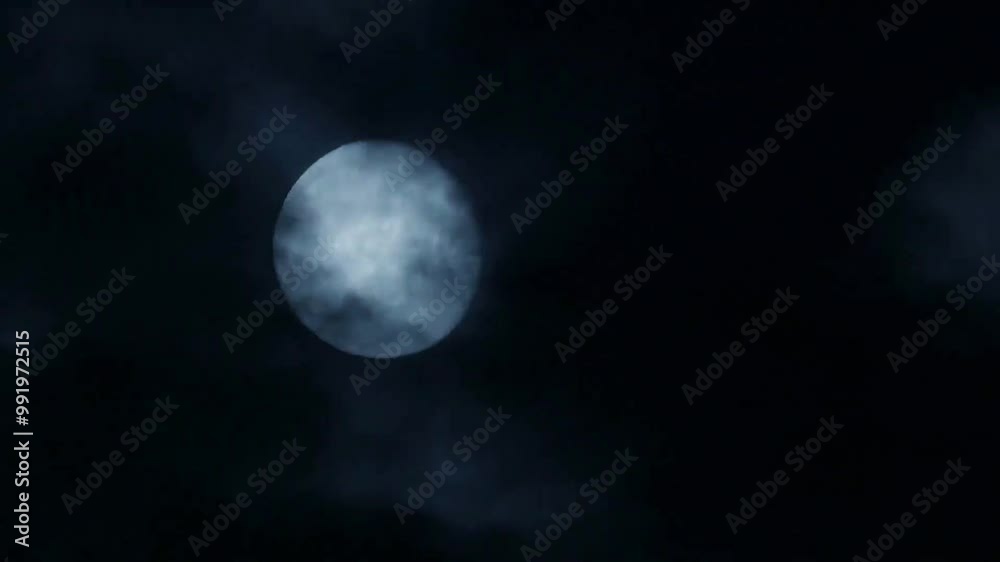 The moon moving quickly across dark clouds in the sky. The moon moving quickly across dark clouds in the sky.