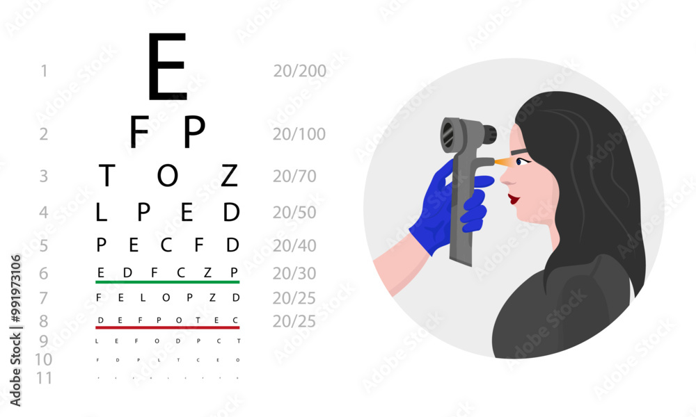 Ophthalmology. Eye pneumotonometer. Eye examination and testing Ophthalmology. Eye pneumotonometer. Eye examination and testing
