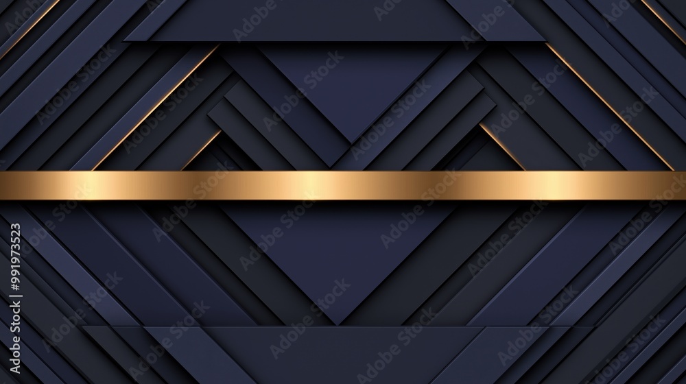 Obraz premium Intricate geometric light patterns in thin blue and purple lines accentuated by golden highlights on a dark canvas at twilight