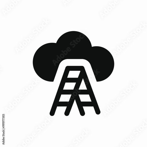 stairs cloud icon sign vector