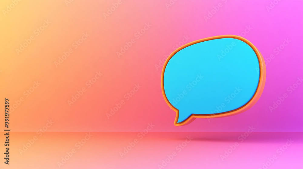 Speech bubble icon on colorful background. 3d render illustration. Speech bubble icon on colorful background. 3d render illustration.