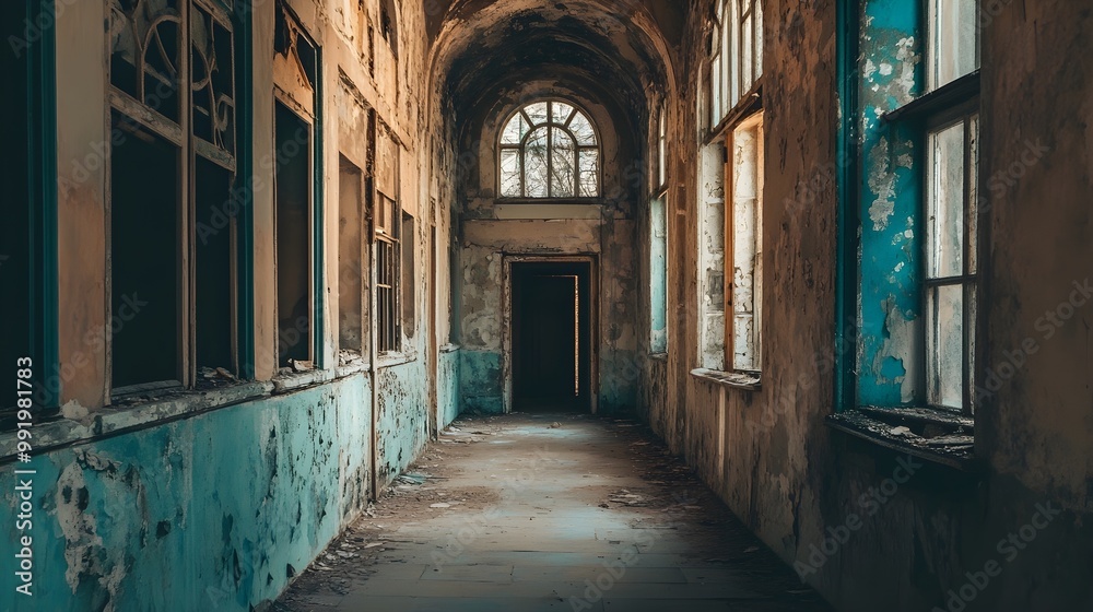 Fototapeta premium Nostalgic view of an ancient hallway in architecture picture
