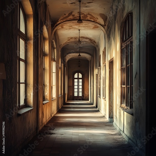 Stunning old buildings framing a narrow hallway passage image