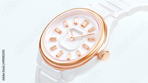 An Elegant Rose Gold White Rubber Watch that exudes sophistication and modern style photo