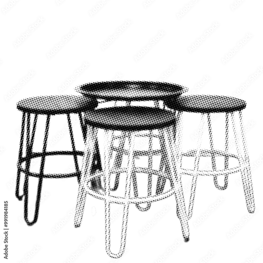 round table and chair set pixelate color halftone dotted texture style collage element round table and chair set pixelate color halftone dotted texture style collage element