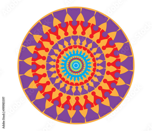 Colorful alpona image silhouette vector style, white background