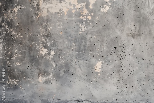 A seamless textured concrete wall with a mix of gray tones, featuring patches of lighter colors and scattered black specks. The surface appears weathered and industrial.