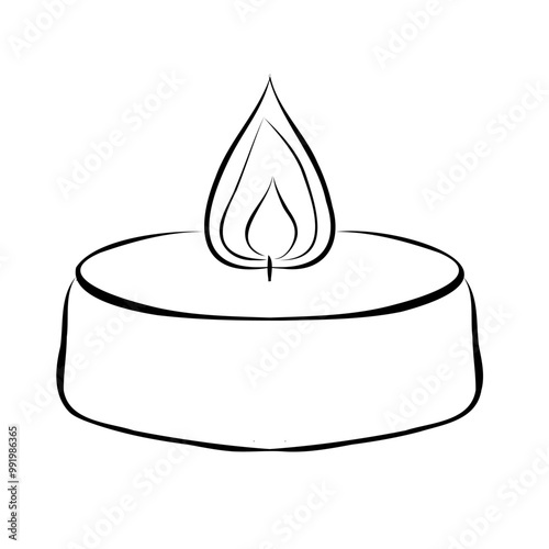 Tealight candle vector icon in line style design for website, app, UI, isolated on white background. Editable stroke. EPS 10 vector illustration.
