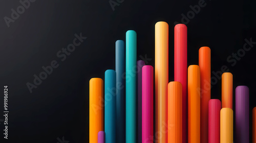 Market trend analysis, flowing data lines and futuristic graphs, 3D illustration