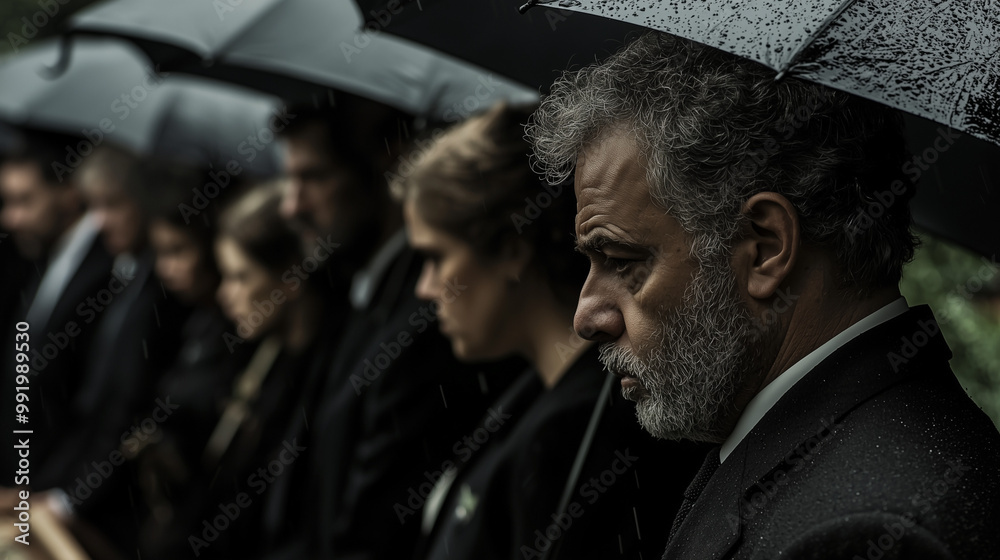 Fototapeta premium Somber Funeral at Highgate Cemetery