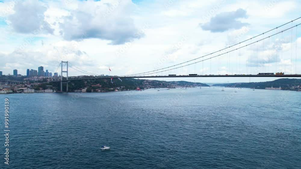 Istanbul, Turkey. Istanbul Bosphorus Bridge aerial view. Drone shot. Istanbul, Turkey. Istanbul Bosphorus Bridge aerial view. Drone shot.