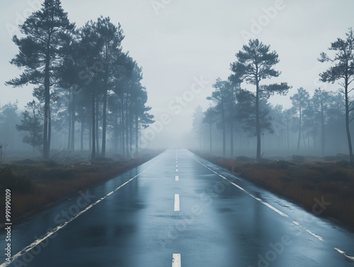 Moody Rainy Road