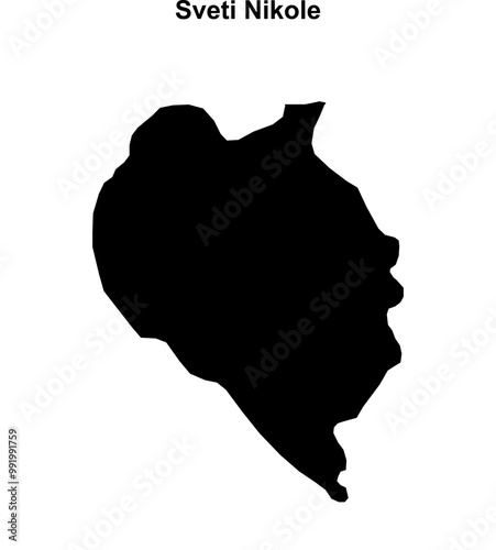 Sveti Nikole municipality blank outline map