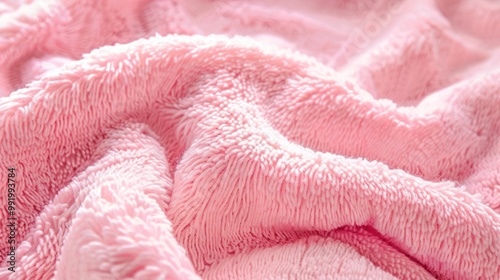 Soft pink fluffy fabric with textured details.