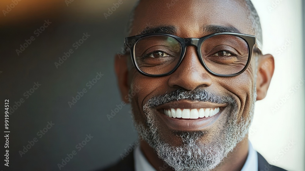 An individual exuding confidence and warmth with a bright smile while dressed professionally in an office environment