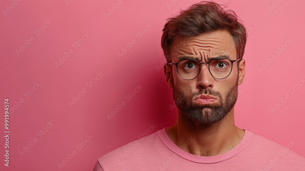Confused man with glasses.