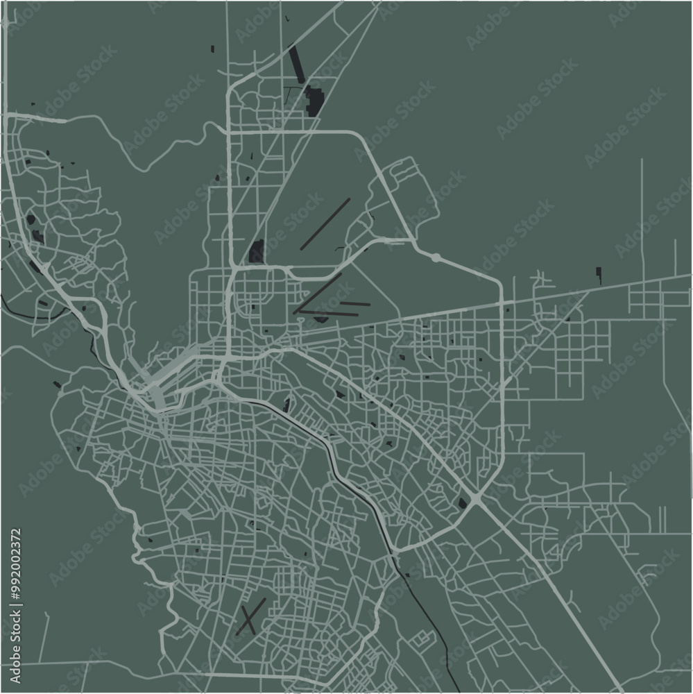 Map of El Paso in Texas in a smooth dark style. Contains layered vector with roads water, parks, etc. Map of El Paso in Texas in a smooth dark style. Contains layered vector with roads water, parks, etc.