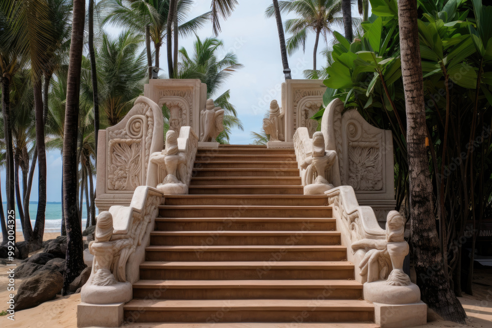 Fototapeta premium Stone Steps Leading to Tropical Paradise
