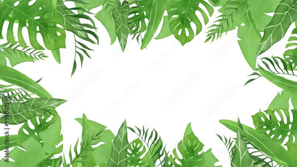 Beautiful plant green leaves isolated decoration frames on transparent background. 3D rendering. 3D illustration Beautiful plant green leaves isolated decoration frames on transparent background. 3D rendering. 3D illustration