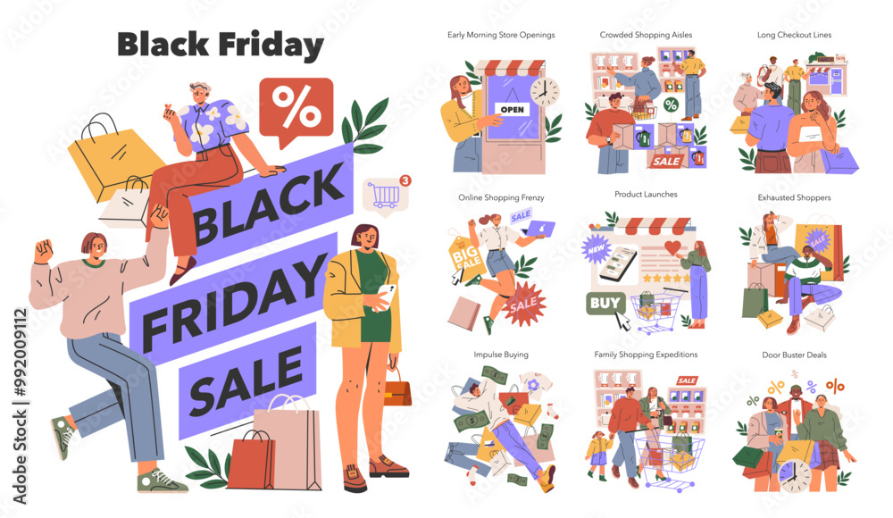 Fototapeta premium Black Friday. Flat Vector Illustration