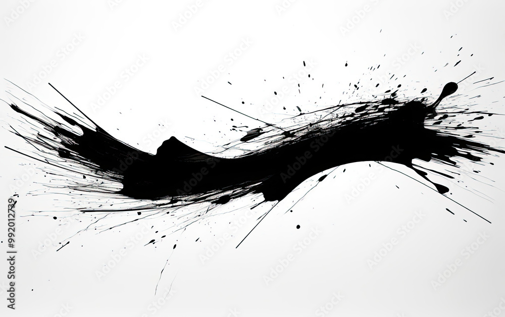 Obraz premium Abstract Black Ink Splatter - Minimalist Art Design