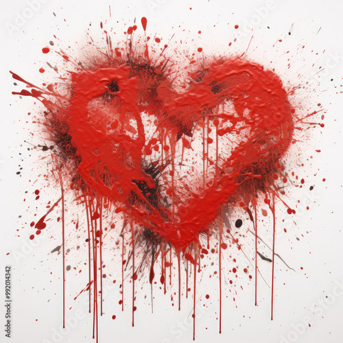 Red Heart Splatter: Abstract Expression of Love photo