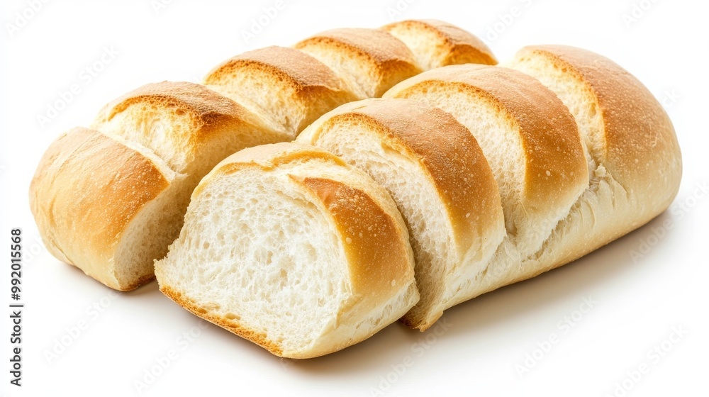 Bread roll slice on white background Bread roll slice on white background