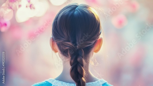 Pigtails amidst a radiant digital glow.