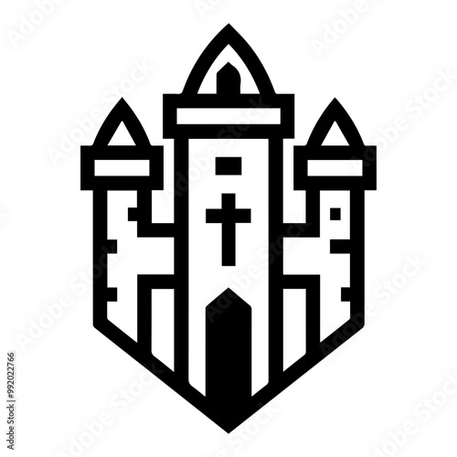 siege icon or modern line symbol. Vector line art and icon design with bold outline. Black and white Pixel Perfect minimalistic symbol isolated white background. Silhouette simple thin sign