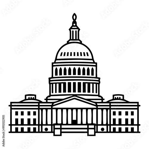 congress icon or modern line symbol. Vector line art and icon design with bold outline. Black and white Pixel Perfect minimalistic symbol isolated white background. Silhouette simple thin sign