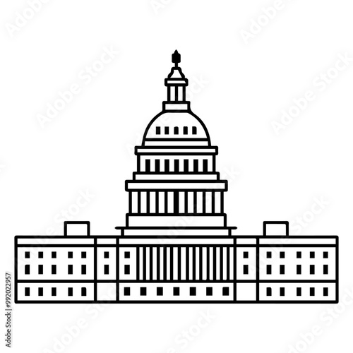 congress icon or modern line symbol. Vector line art and icon design with bold outline. Black and white Pixel Perfect minimalistic symbol isolated white background. Silhouette simple thin sign