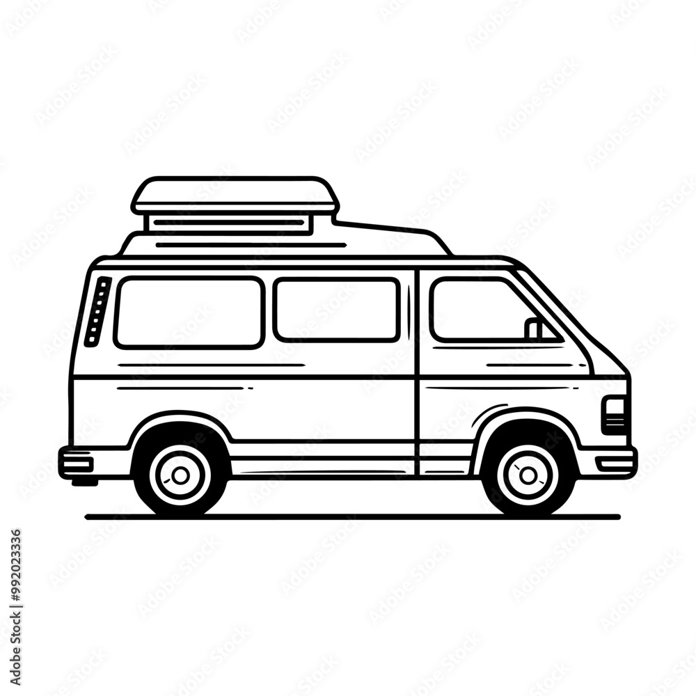 Naklejka premium van icon or modern line symbol. Vector line art and icon design with bold outline. Black and white Pixel Perfect minimalistic symbol isolated white background. Silhouette simple thin sign