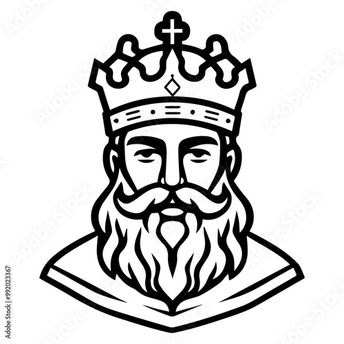 king icon or modern line symbol. Vector line art and icon design with bold outline. Black and white Pixel Perfect minimalistic symbol isolated white background. Silhouette simple thin sign