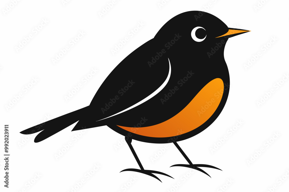 Obraz premium A cute American Robin bird for log silhouette black Vector art illustration