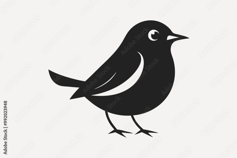 Obraz premium A cute American Robin bird for log silhouette black Vector art illustration