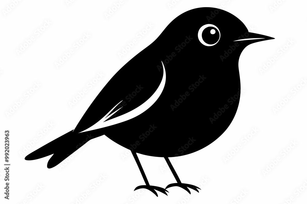 Fototapeta premium A cute American Robin bird for log silhouette black Vector art illustration