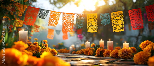 Wallpaper of Día de Muertos, a Mexican festival held November 1-2 to honor the dead, with altars, flowers, bread, skull decorations, processions, and a celebration of life, death, and shared memory.