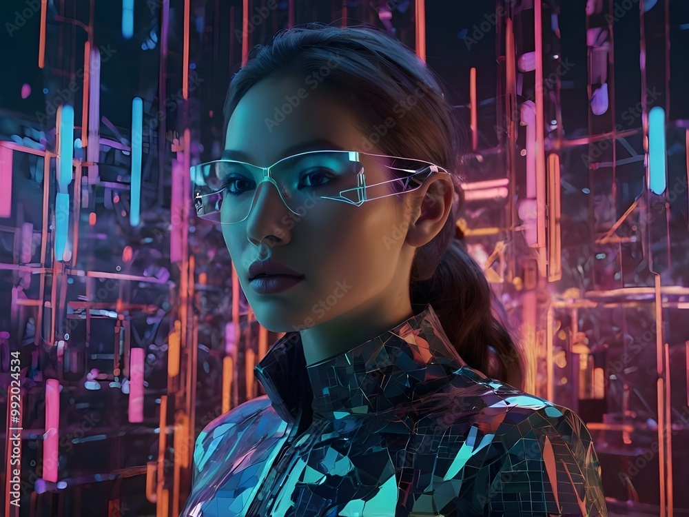 Obraz premium Futuristic Multiverse with Dynamic 2D and 3D Elements