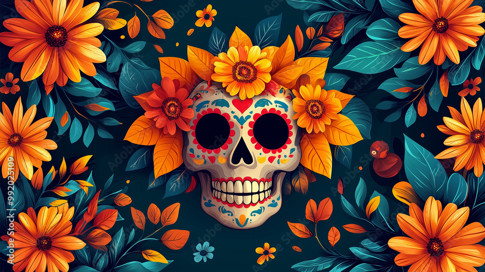 colorfull mexican skull halloween background colorfull mexican skull halloween background