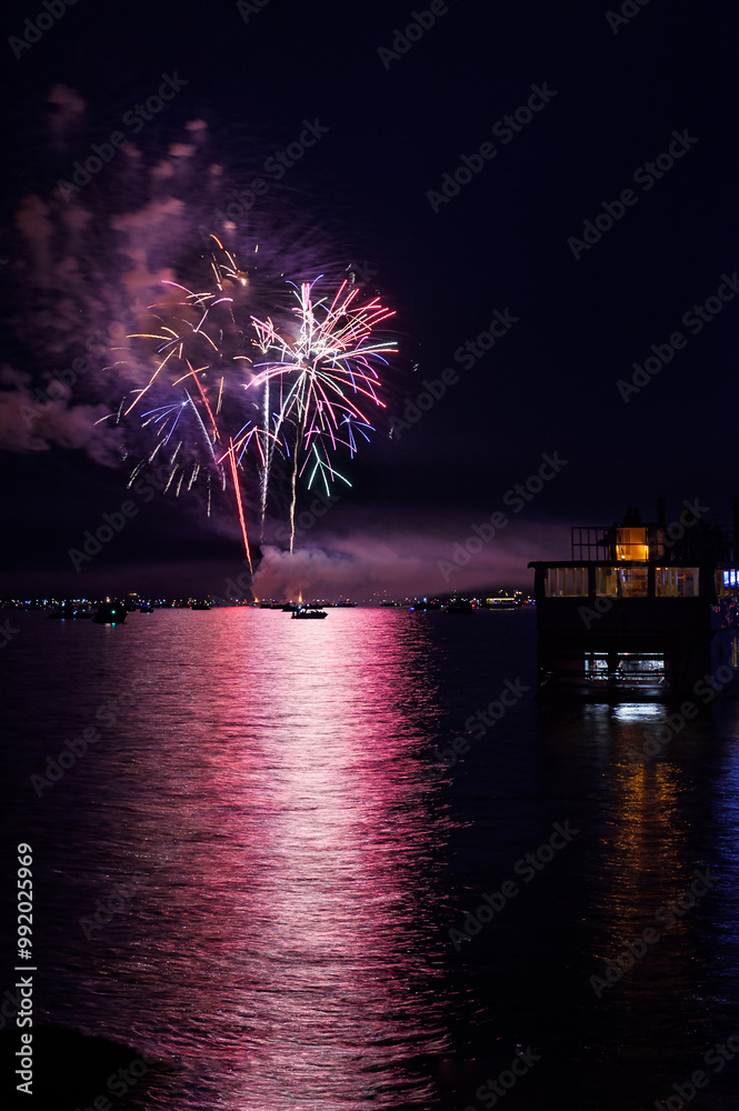 Watching Fireworks Display From Aboard Boats in Lake - 4304