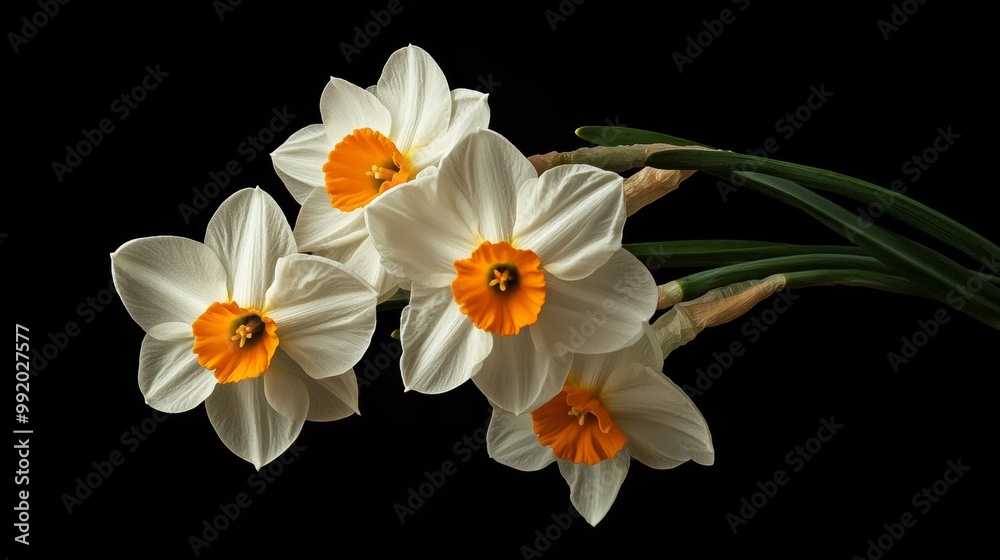 Spring narcissus on isolated black. Spring narcissus on isolated black.